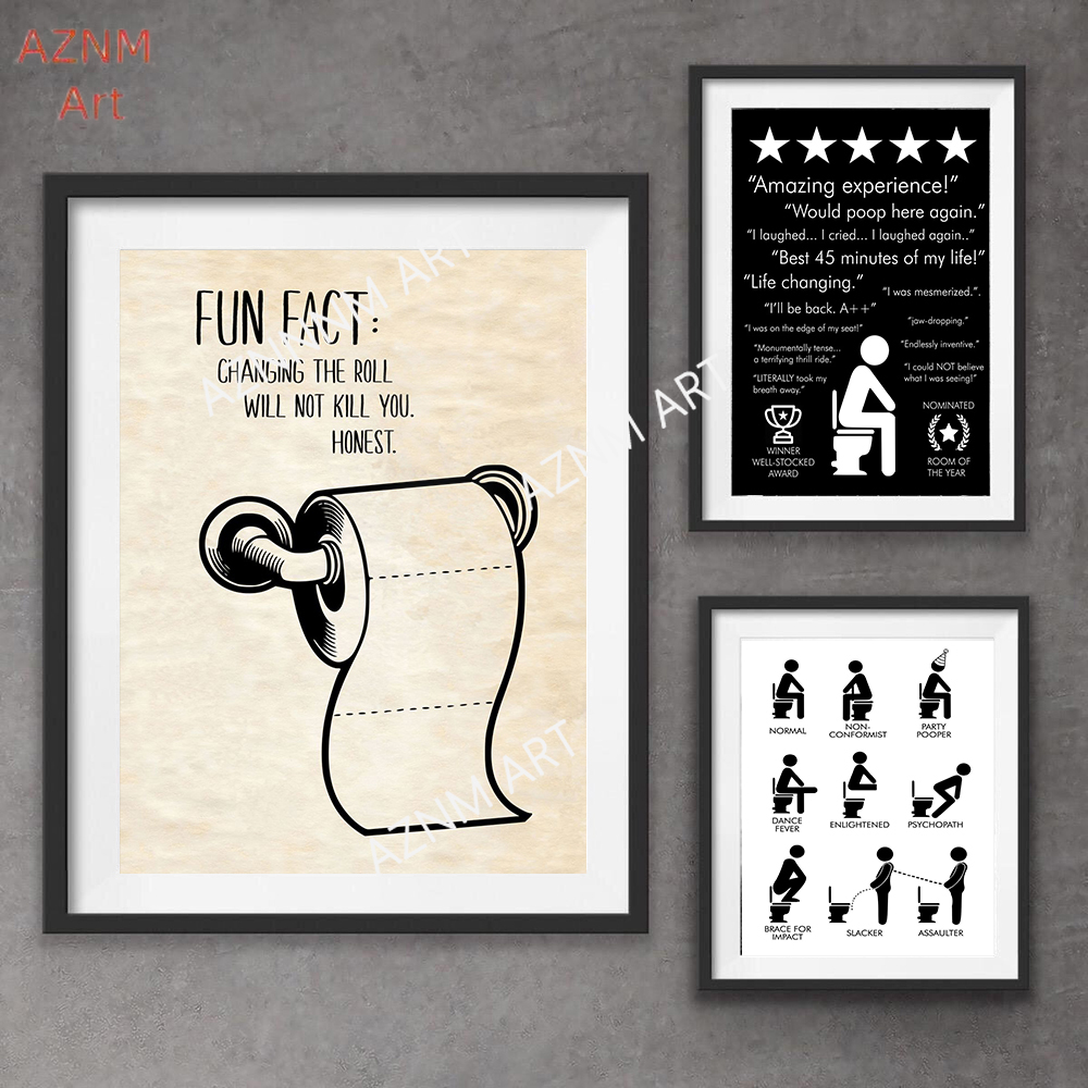 Home Bathroom Rules - Wall Art Canvas Painting Funny Bathroom