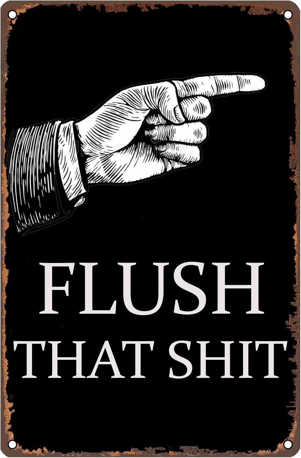 Home Bathroom Rules - Funny Vintage Metal Tin Sign,Flush That