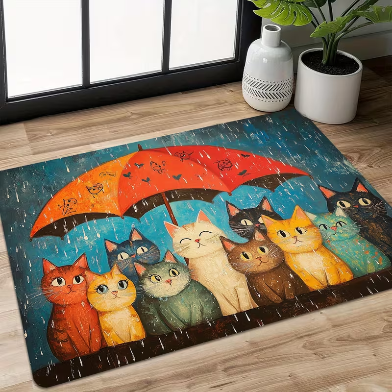 Zara Home Bathroom Rug - 1pc Cat-Themed Floor Mat for Entryway
