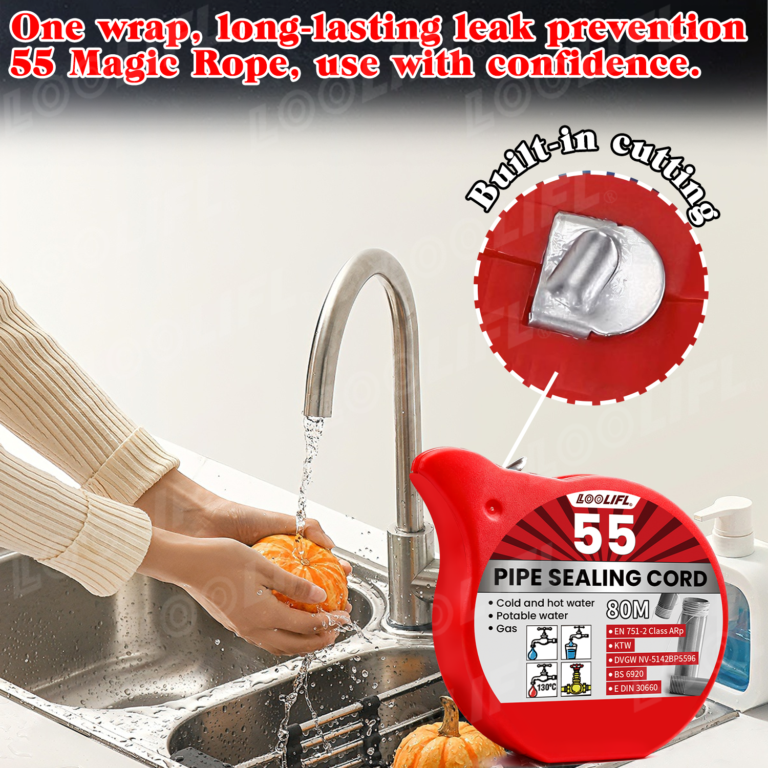 Home Bathroom Plumbing - Loolifl 80m Pipe Sealing Cord (1-3Pc)