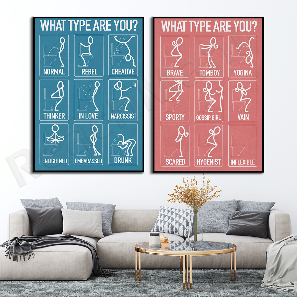 Home Bathroom Rules - Wall art canvas painting funny restroom