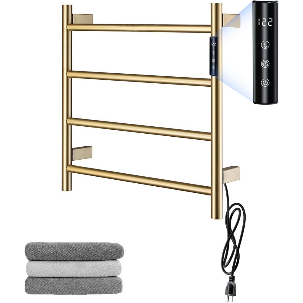 Towel Warmer Electric - 4-Bar Wall-Mounted Electric Towel Warmer with