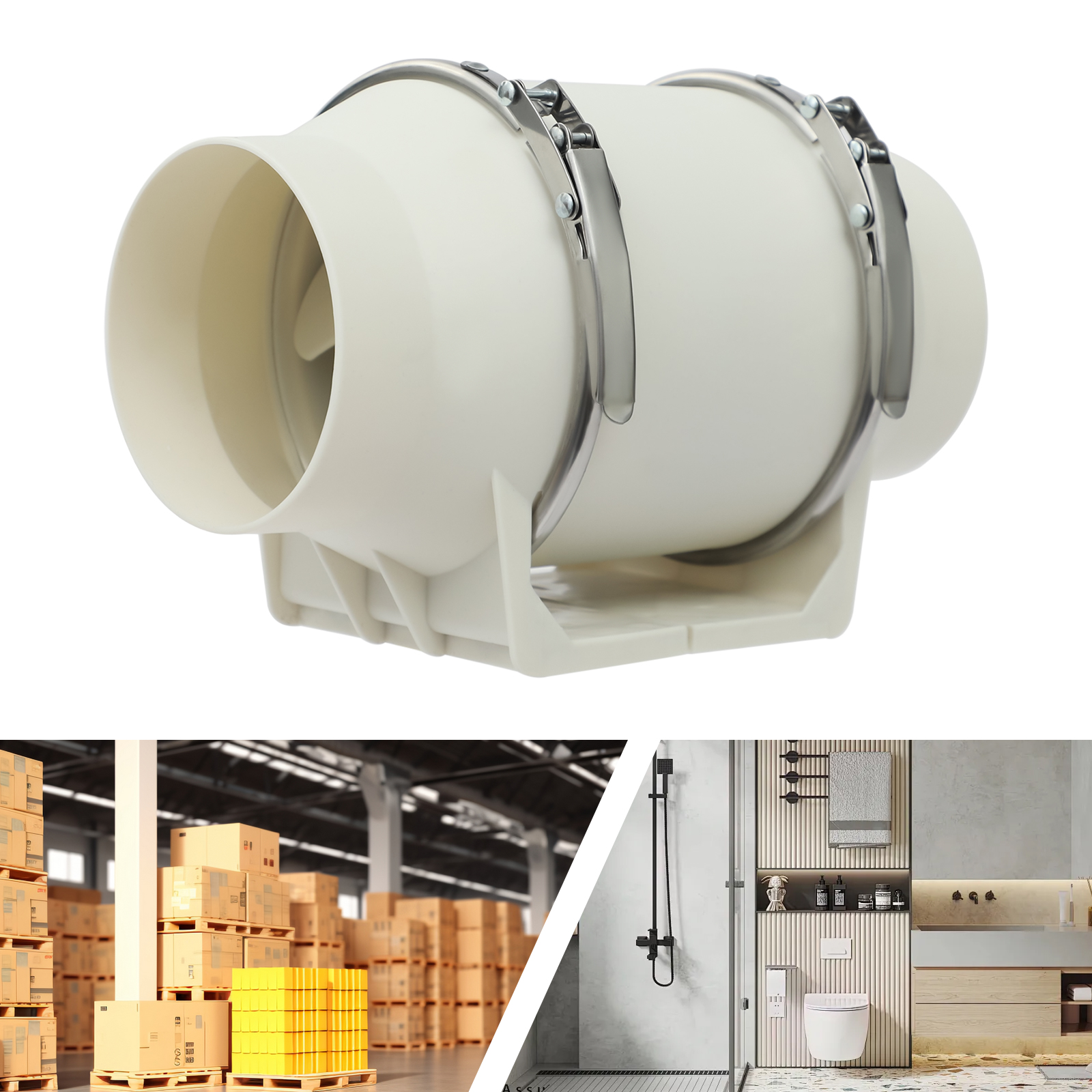 Home Bathroom Fan - 35W 110V Inline Duct Fan 220m³/h