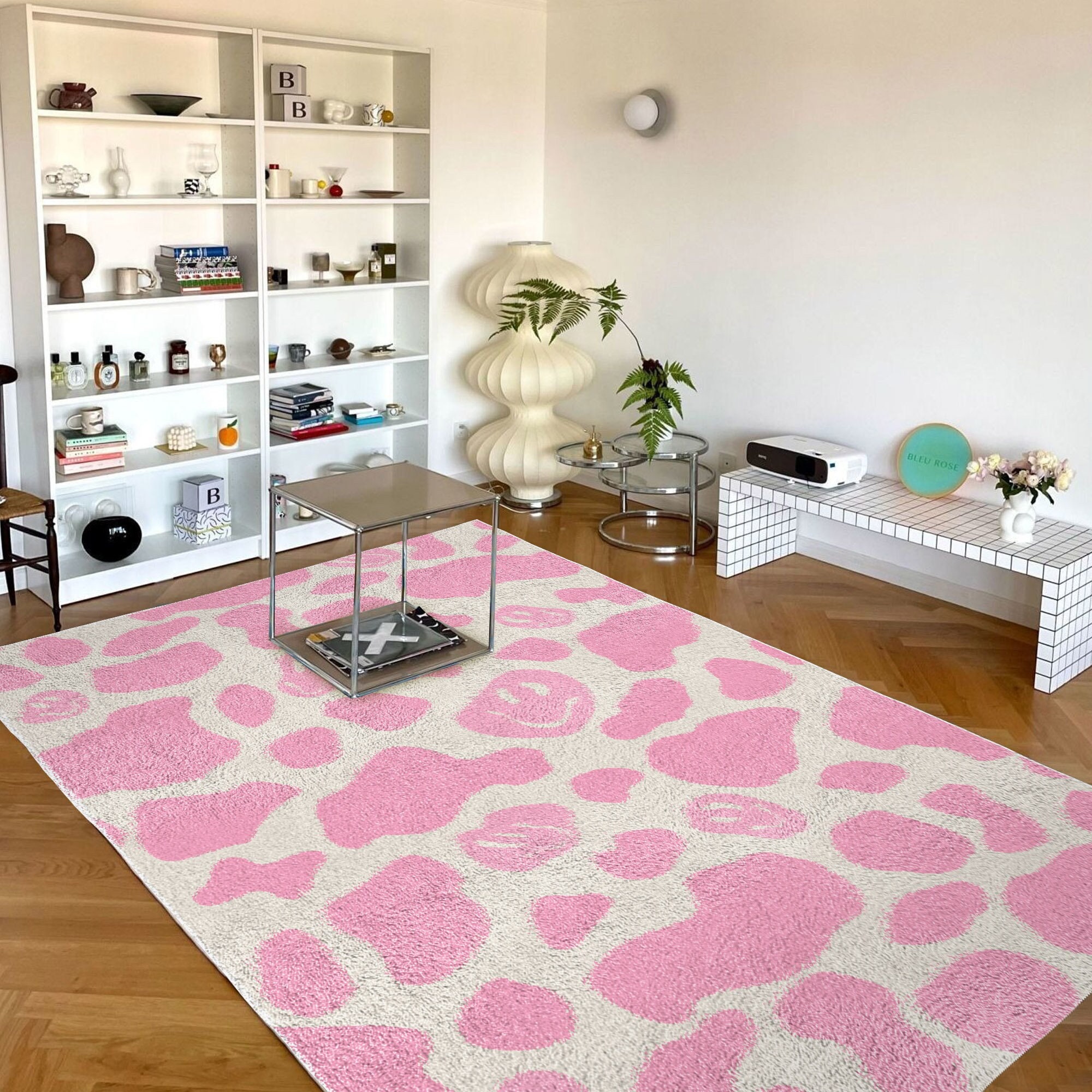 Japan Bathroom.Home - Pink Smile Cow Print Carpet Funky