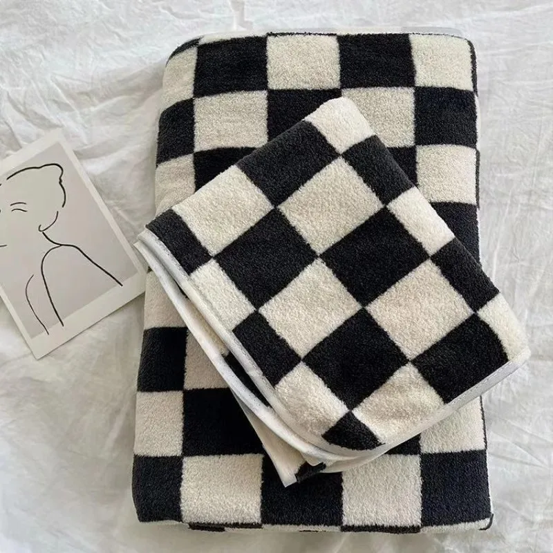 Zara Home Bathroom - Checkerboard Pattern Bath Towel Soft Skin-Friendly