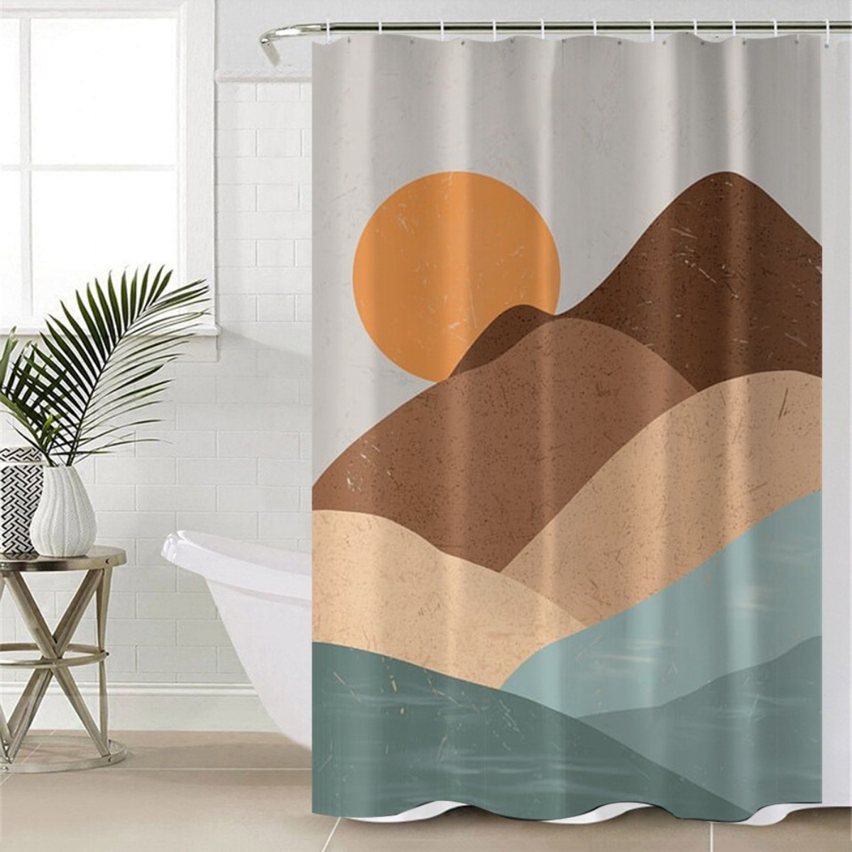 4pc Abstract Landscape and Sun - Home Bathroom Partition avaliação e preço