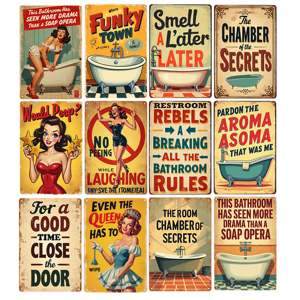 Funny Bathroom Rules Vintage M - Home Bathroom Rules avaliação e preço
