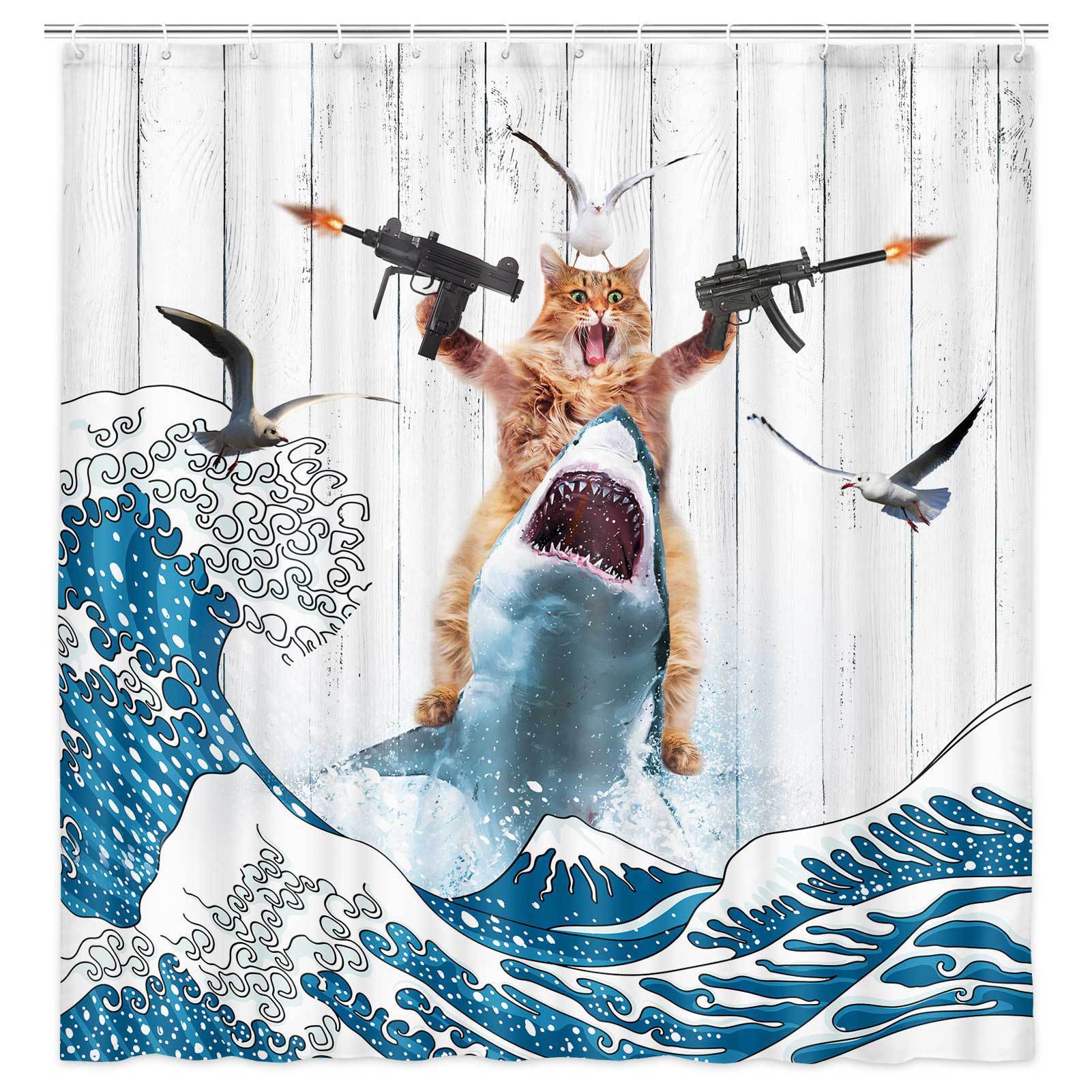 VIKAMA Shower Curtain Cat Funn - Home Bathroom Partition avaliação e preço