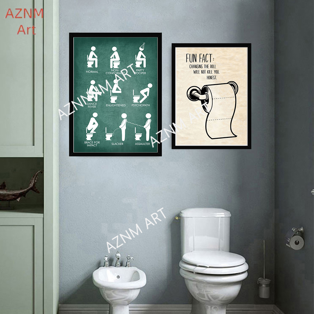 Wall Art Canvas Painting Funny - Home Bathroom Rules avaliação e preço