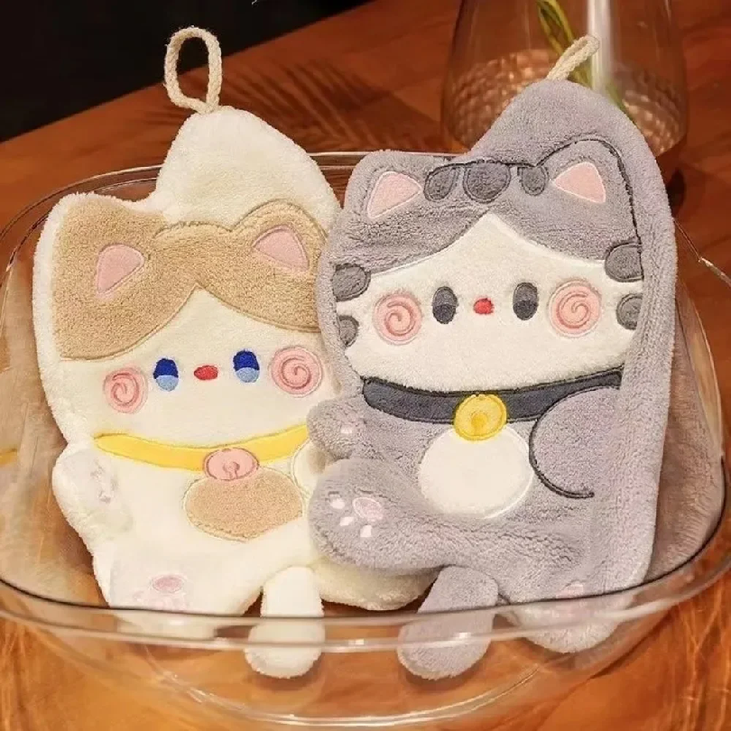 Cute Cat Hand Towel Quick Dryi - Home Bathroom Cleaning avaliação e preço