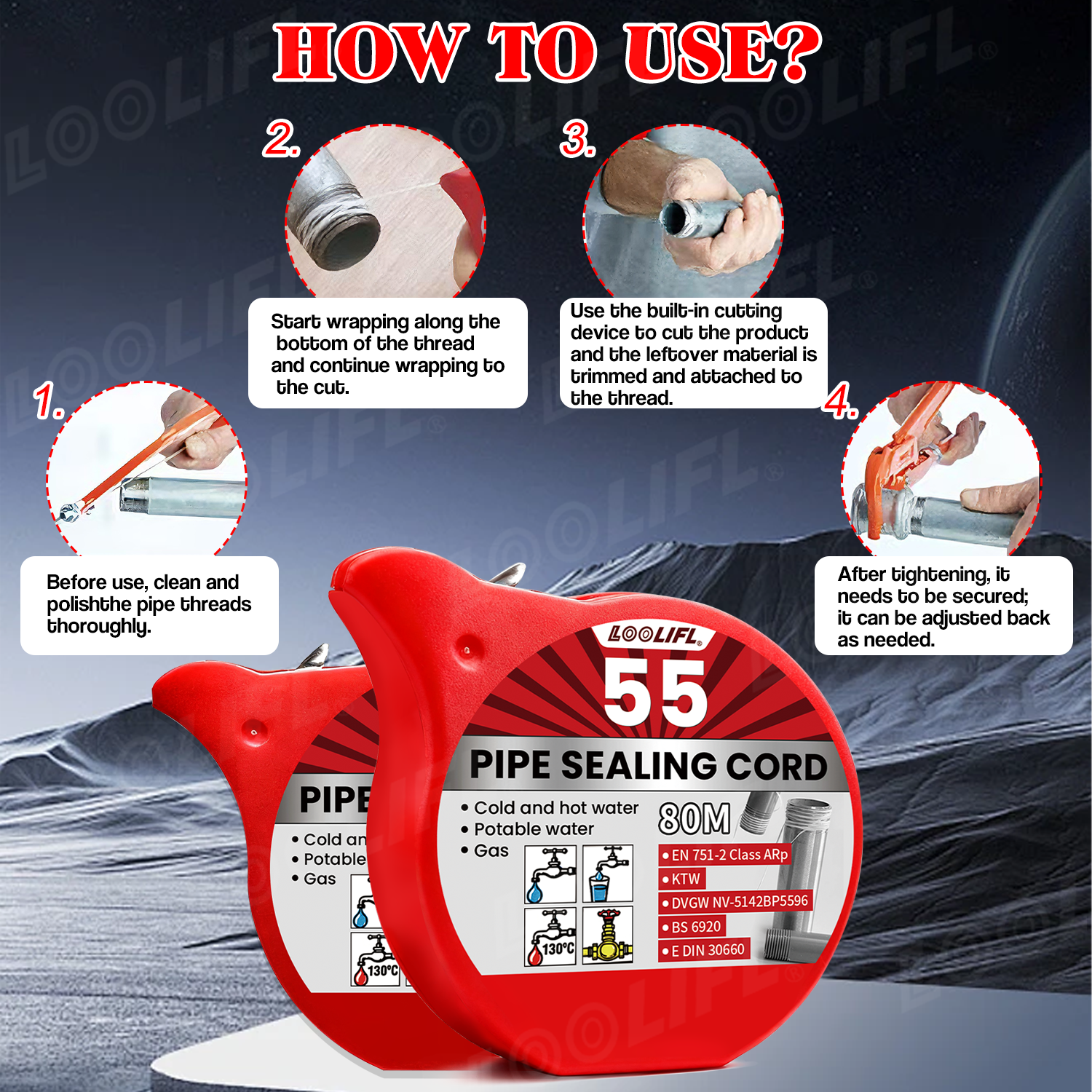 Loolifl 80m Pipe Sealing Cord  - Home Bathroom Plumbing avaliação e preço