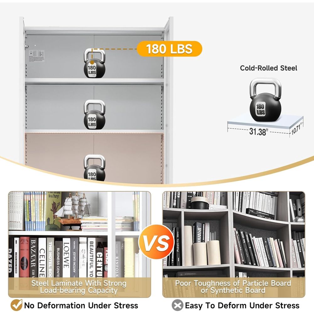 70.87 Tall Metal Bookshelf, 5- - Home & Bathroom Building Products Pte Ltd Photos avaliação e preço