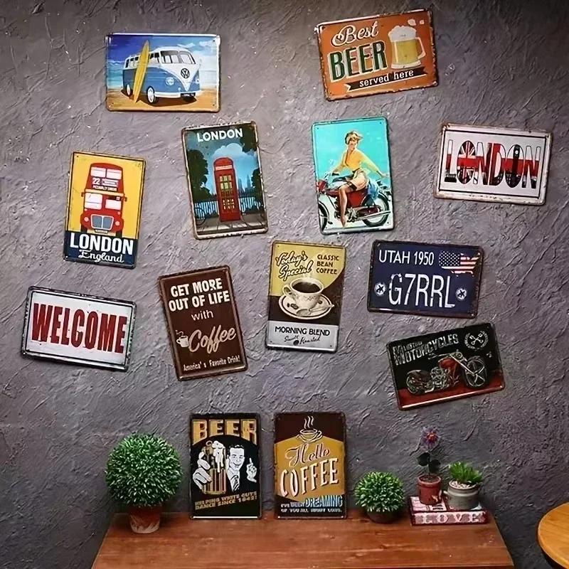 Vintage Metal Tin Sign Plaque, - Home Bathroom Rules avaliação e preço