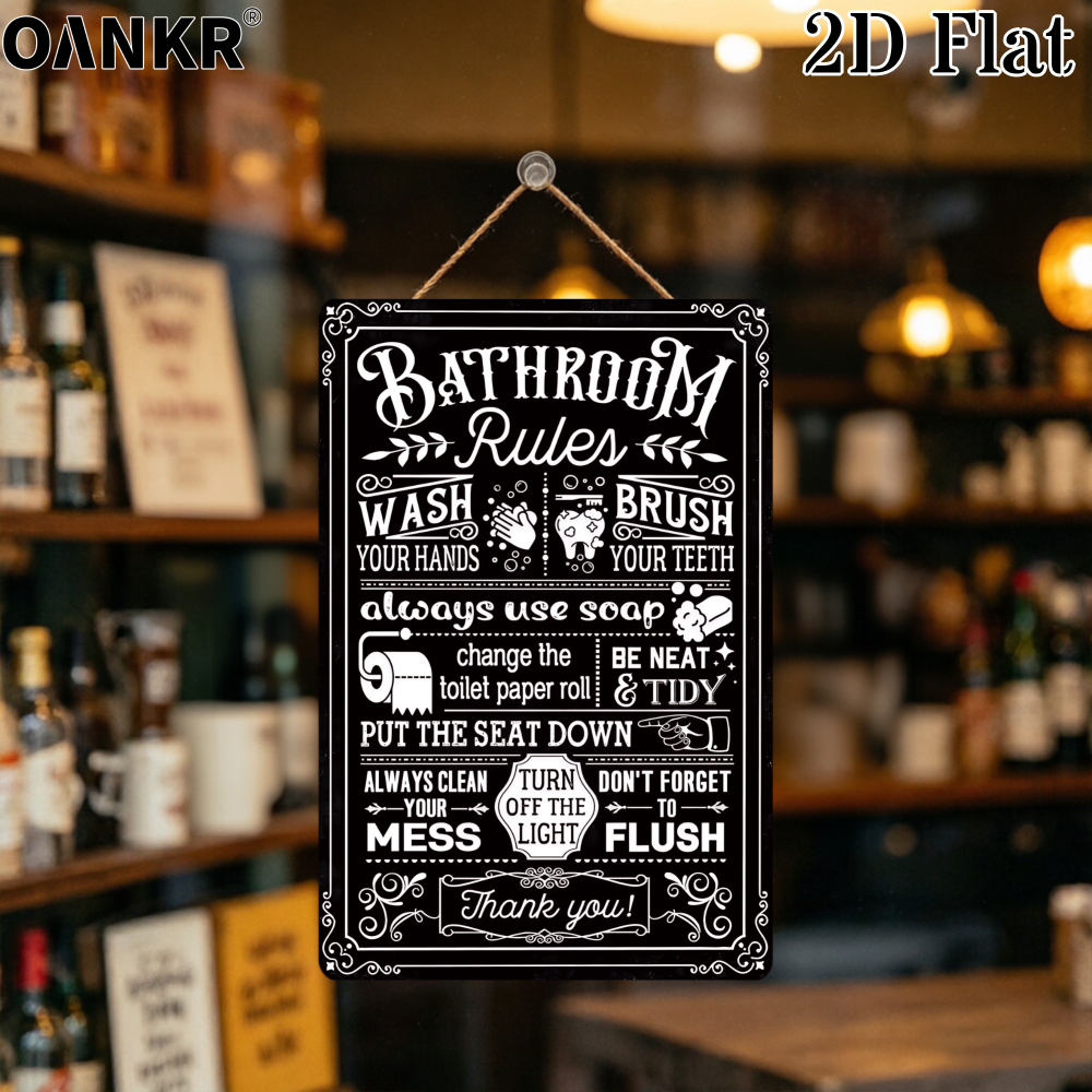 Vintage Bathroom Rules Poster  - Home Bathroom Etiquette avaliação e preço
