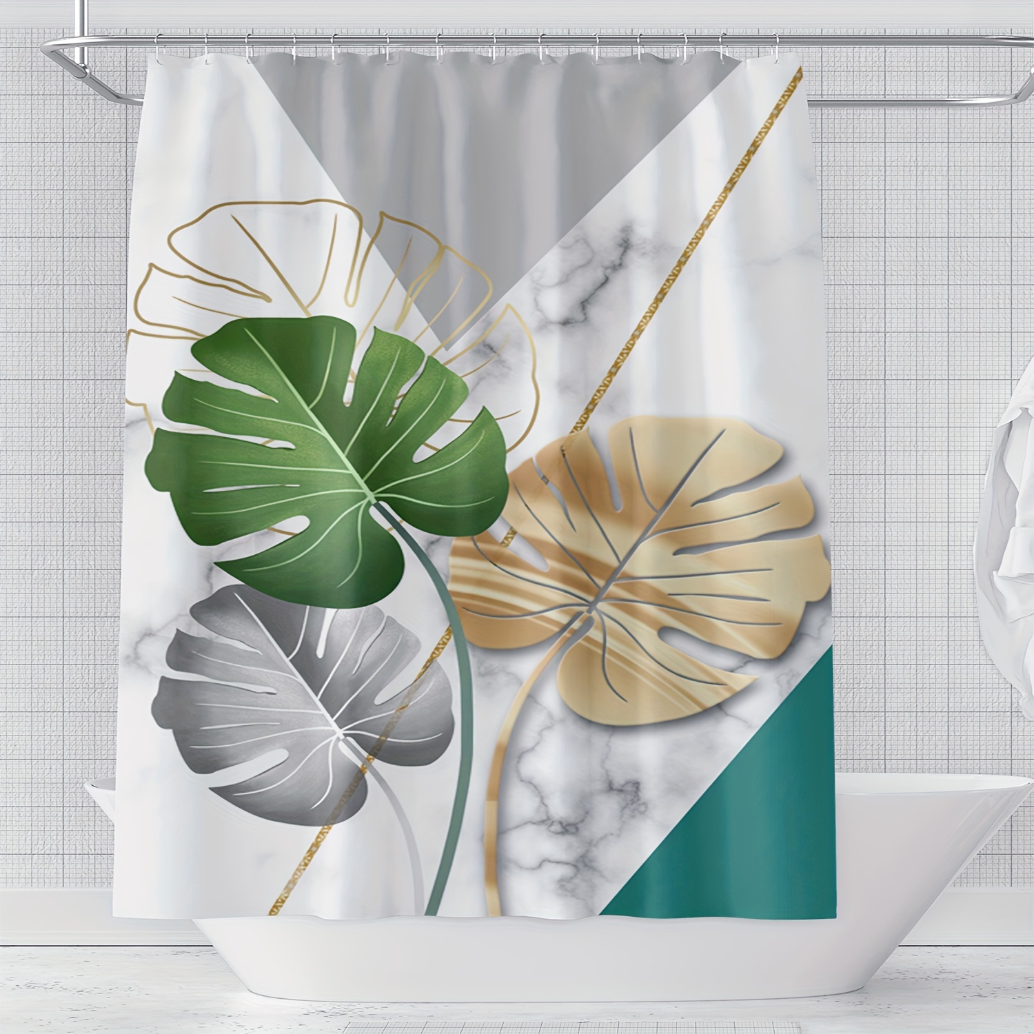 1pc Marble Leaf Pattern Shower - Home Bathroom Partition avaliação e preço