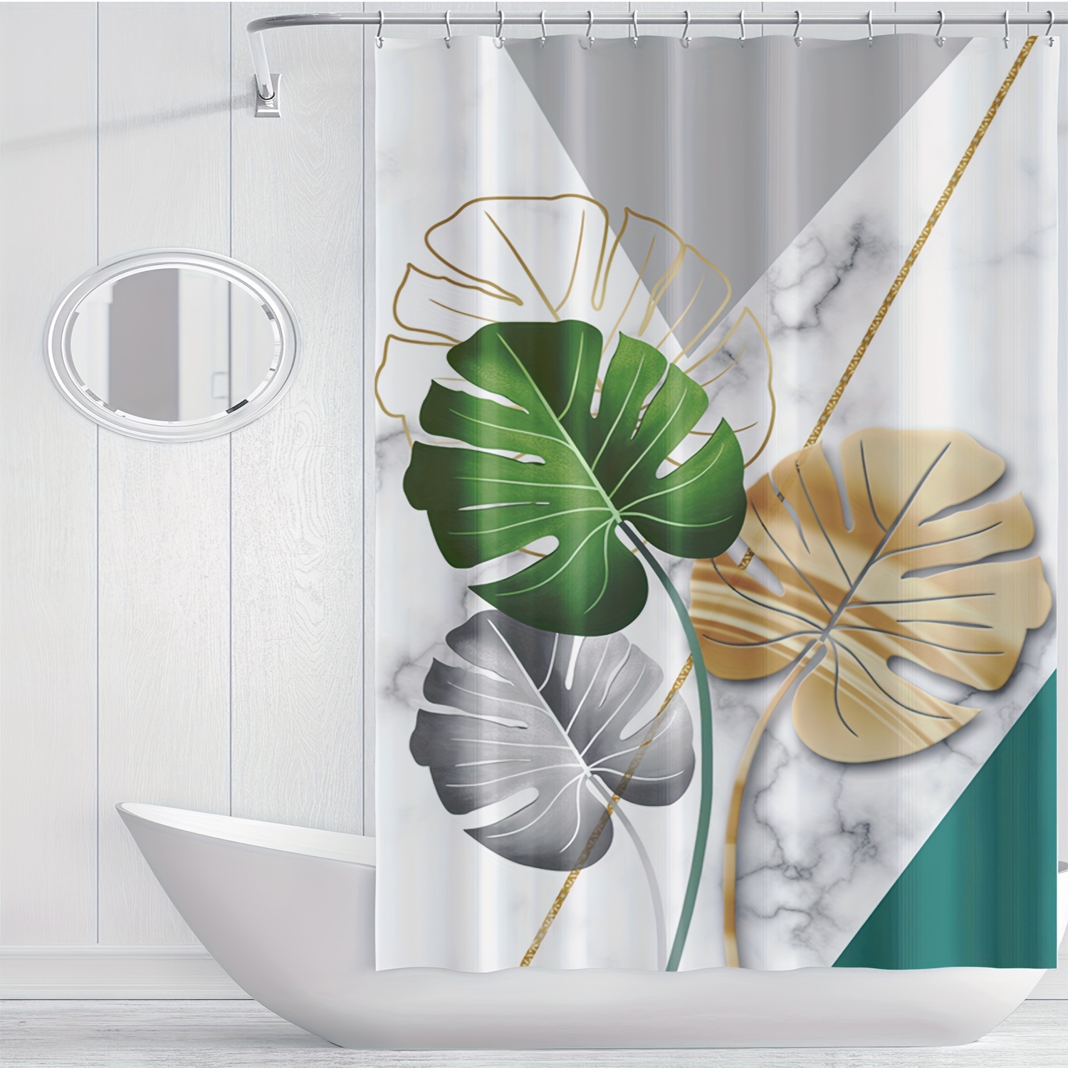 1pc Marble Leaf Pattern Shower - Home Bathroom Partition avaliação e preço