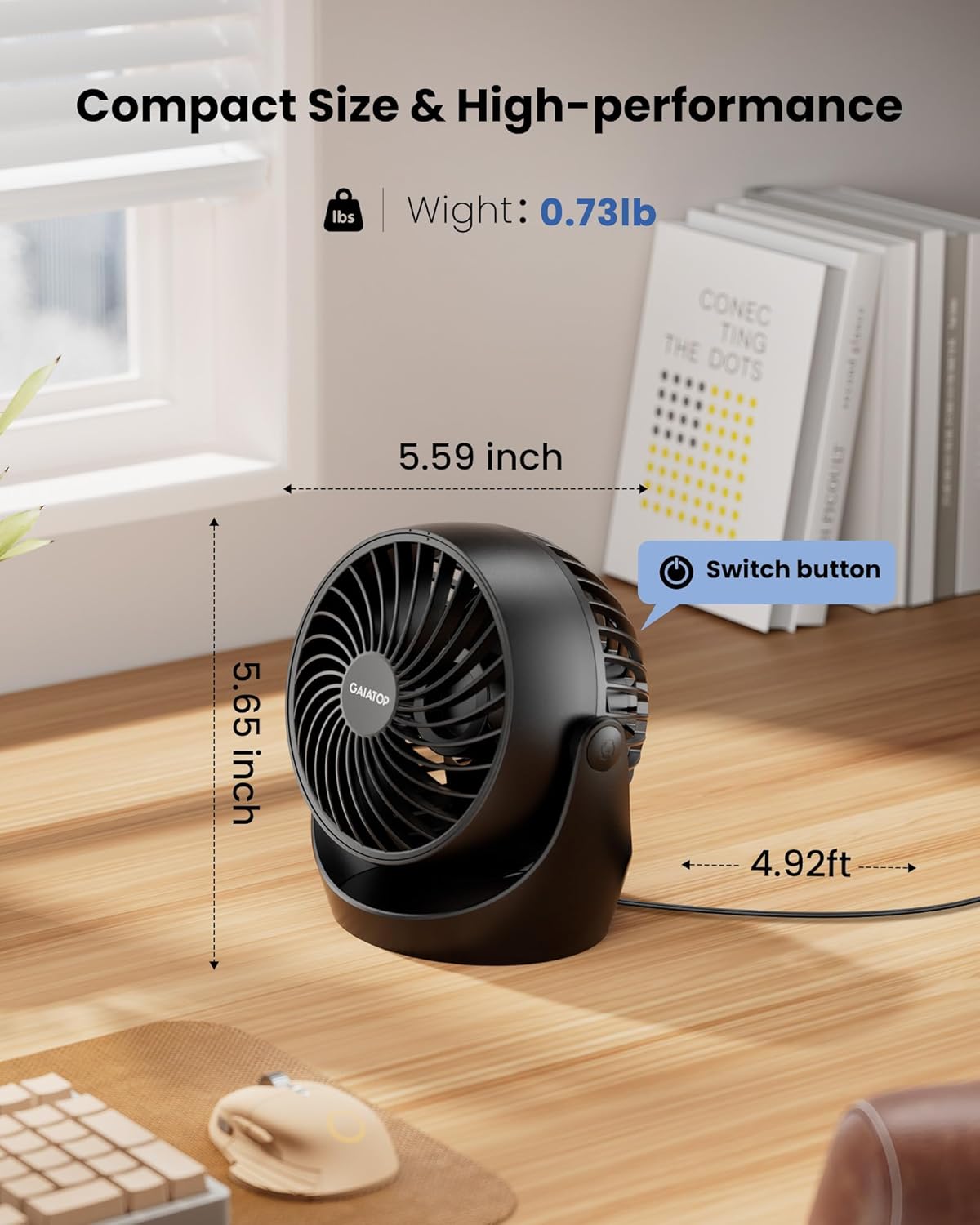Gaiatop Desk Fan, 5-Inch Porta - Home Bathroom Fan avaliação e preço