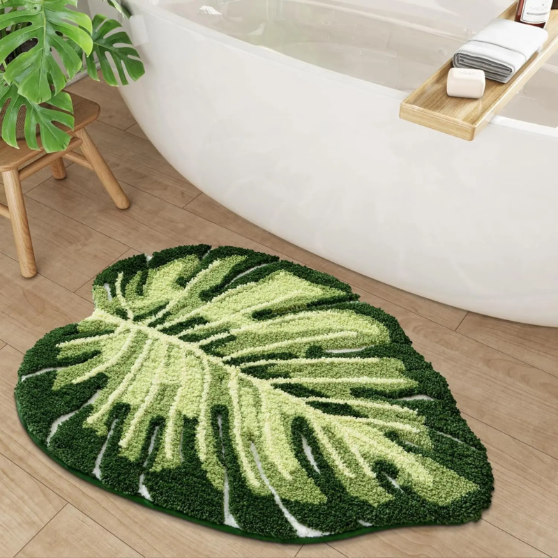 VIKAMA Small Fresh Green Leaf  - Zara Home Bathroom Rug avaliação e preço