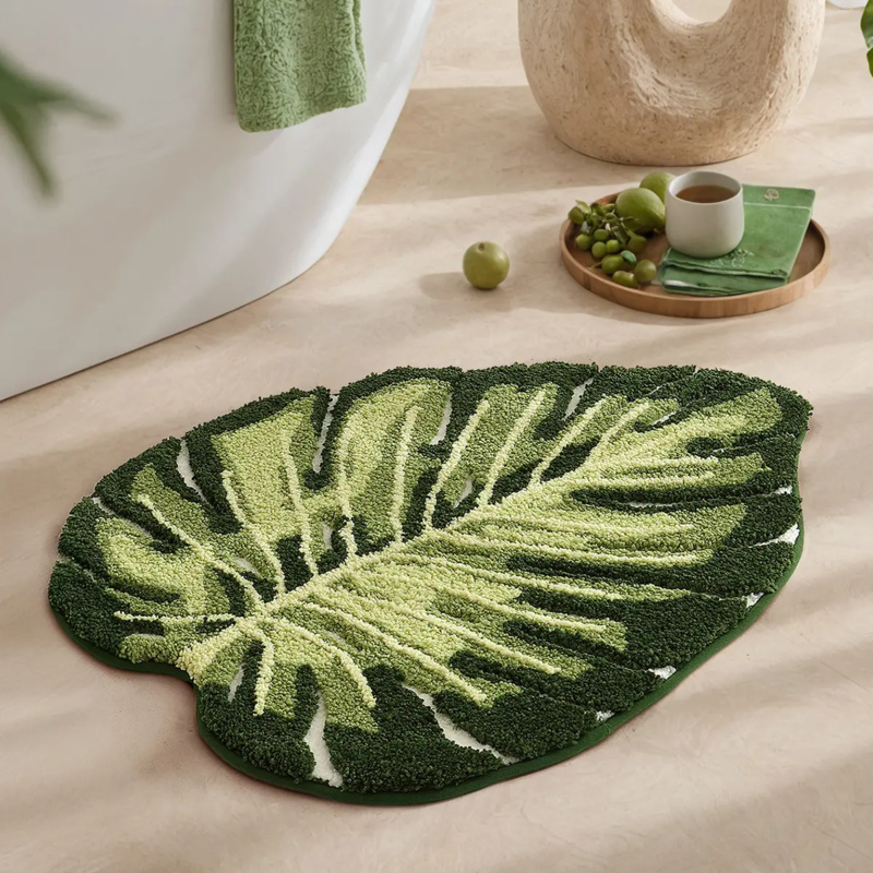 VIKAMA Small Fresh Green Leaf  - Zara Home Bathroom Rug avaliação e preço