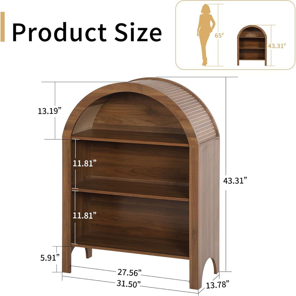 Walnut 3-Shelf Arched Bookcase - Home & Bathroom Building Products Pte Ltd Photos avaliação e preço