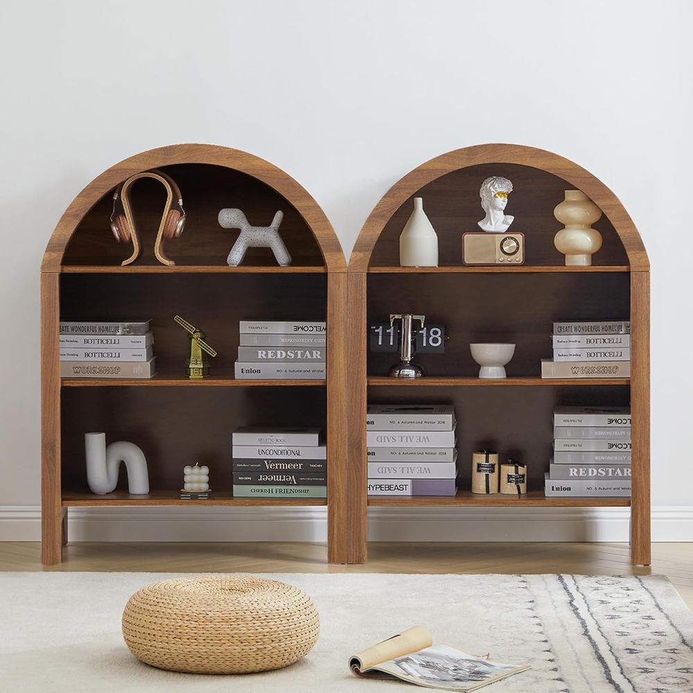 Walnut 3-Shelf Arched Bookcase - Home & Bathroom Building Products Pte Ltd Photos avaliação e preço