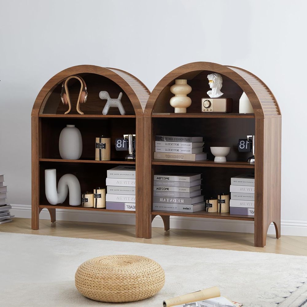 Walnut 3-Shelf Arched Bookcase - Home & Bathroom Building Products Pte Ltd Photos avaliação e preço