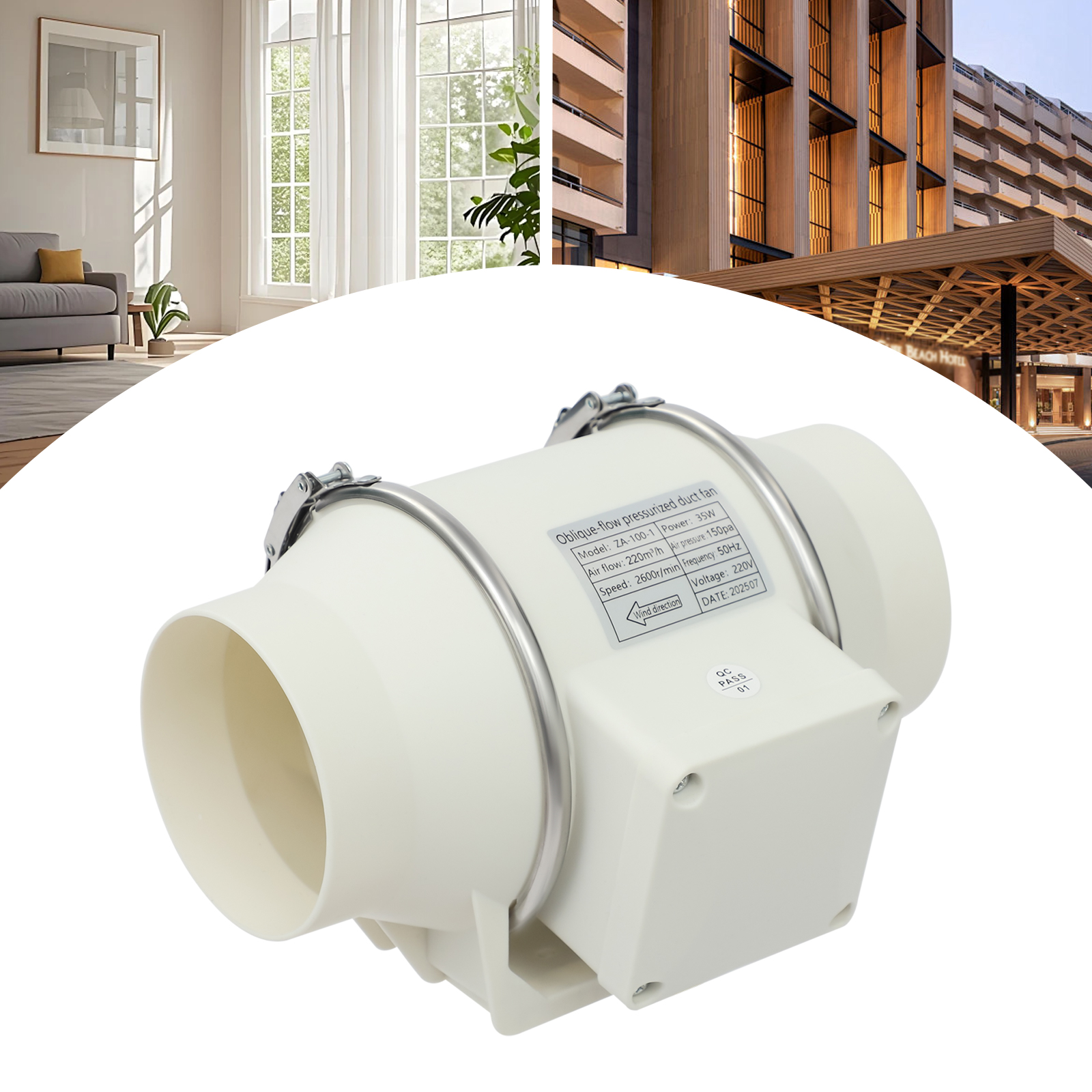 35W 110V Inline Duct Fan 220m³ - Home Bathroom Fan avaliação e preço