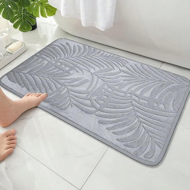 Embossed Palm Leaf Plant Print - Zara Home Bathroom Rug avaliação e preço