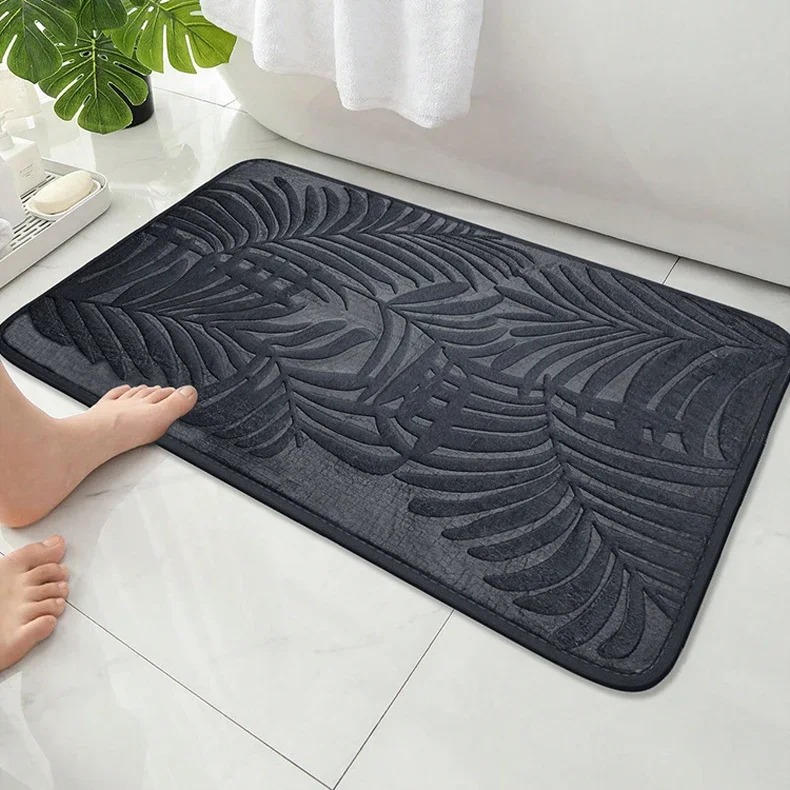 Embossed Palm Leaf Plant Print - Zara Home Bathroom Rug avaliação e preço