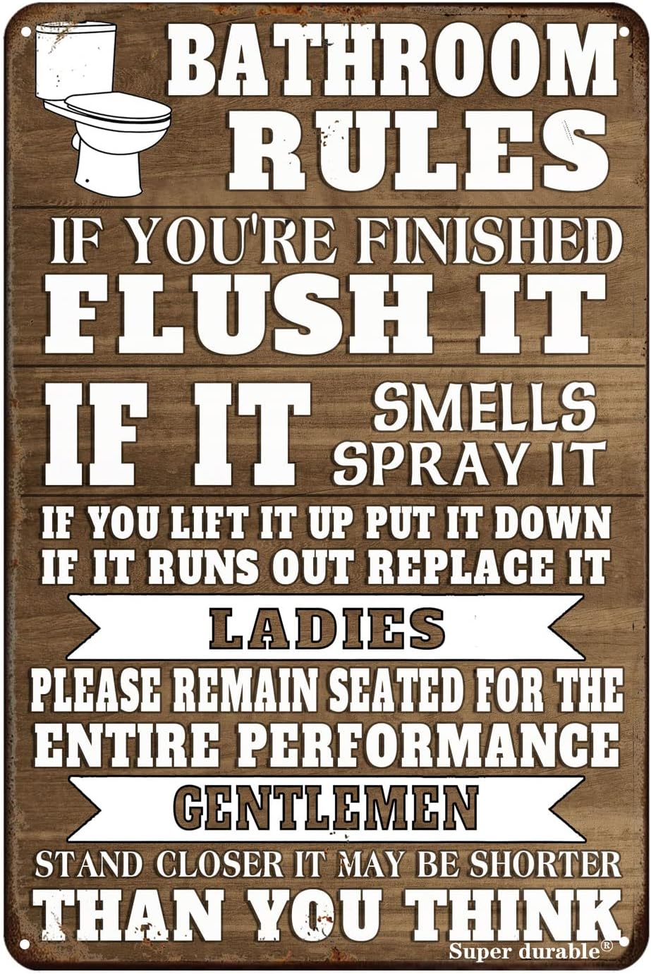 Funny Bathroom Rules Metal Tin - Home Bathroom Rules avaliação e preço