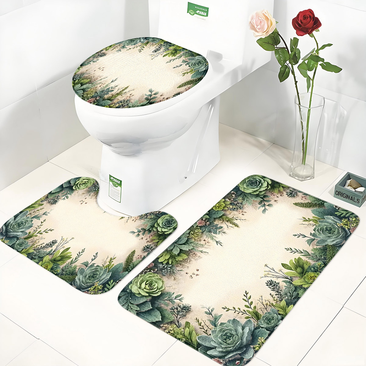 Retro Succulent Bathroom Three - Zara Home Bathroom Rug avaliação e preço