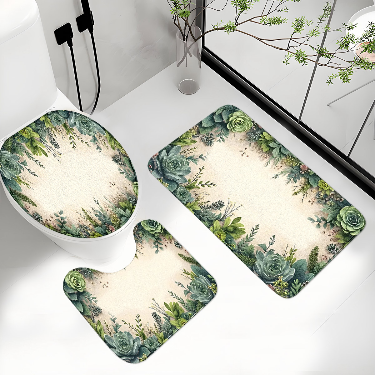 Retro Succulent Bathroom Three - Zara Home Bathroom Rug avaliação e preço