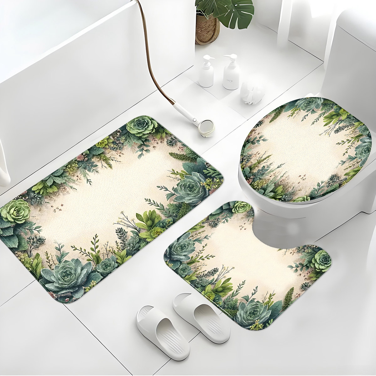 Retro Succulent Bathroom Three - Zara Home Bathroom Rug avaliação e preço