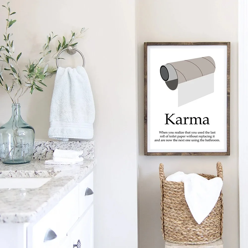 Karma Bathroom Rules Art Quote - Home Bathroom Rules avaliação e preço