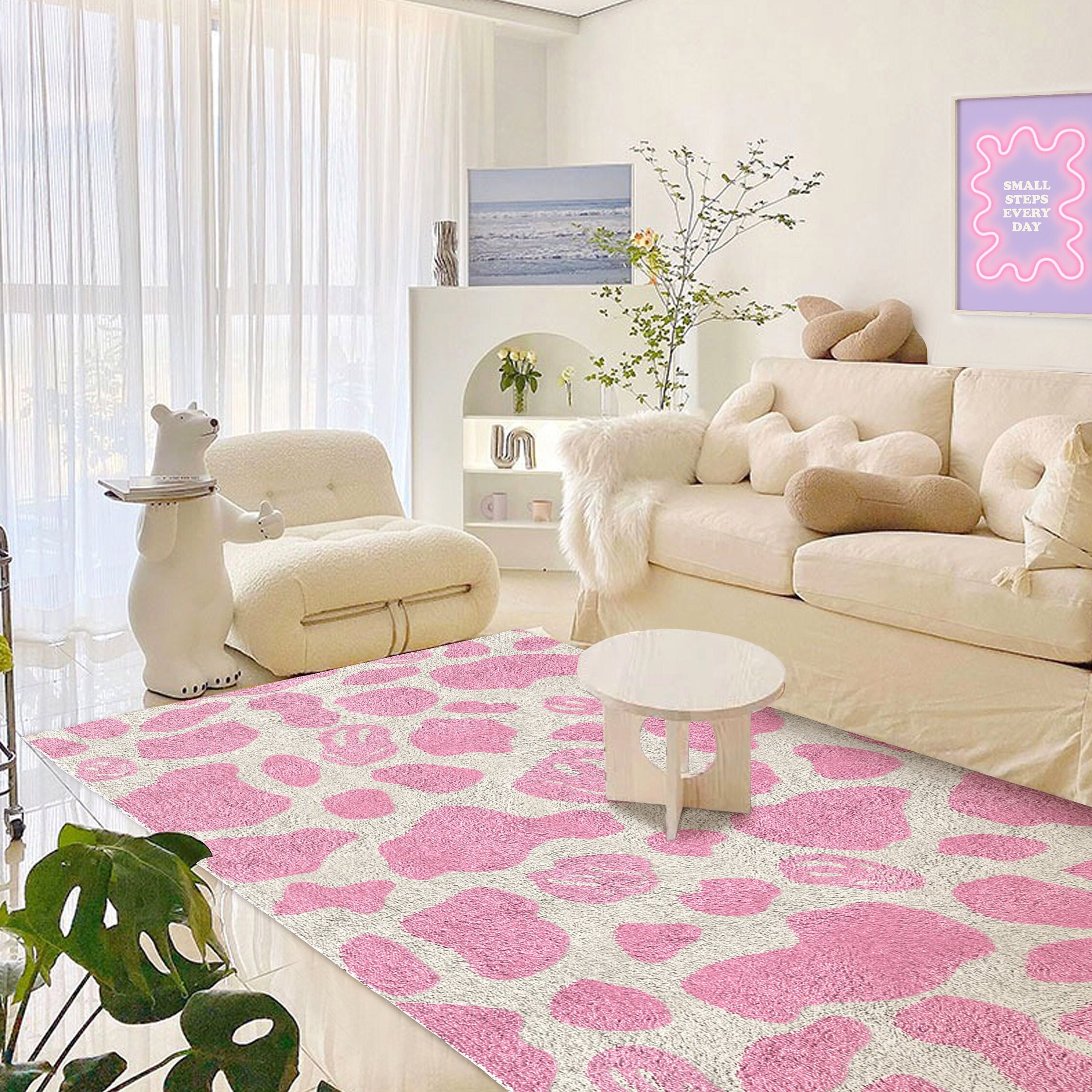 Pink Smile Cow Print Carpet  F - Japan Bathroom.Home avaliação e preço