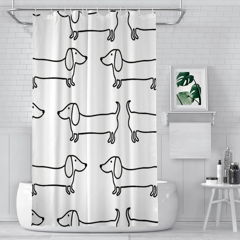 Dachshund Black White Bathroom - Home Bathroom Partition avaliação e preço