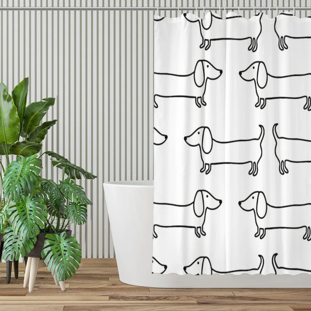 Dachshund Black White Bathroom - Home Bathroom Partition avaliação e preço