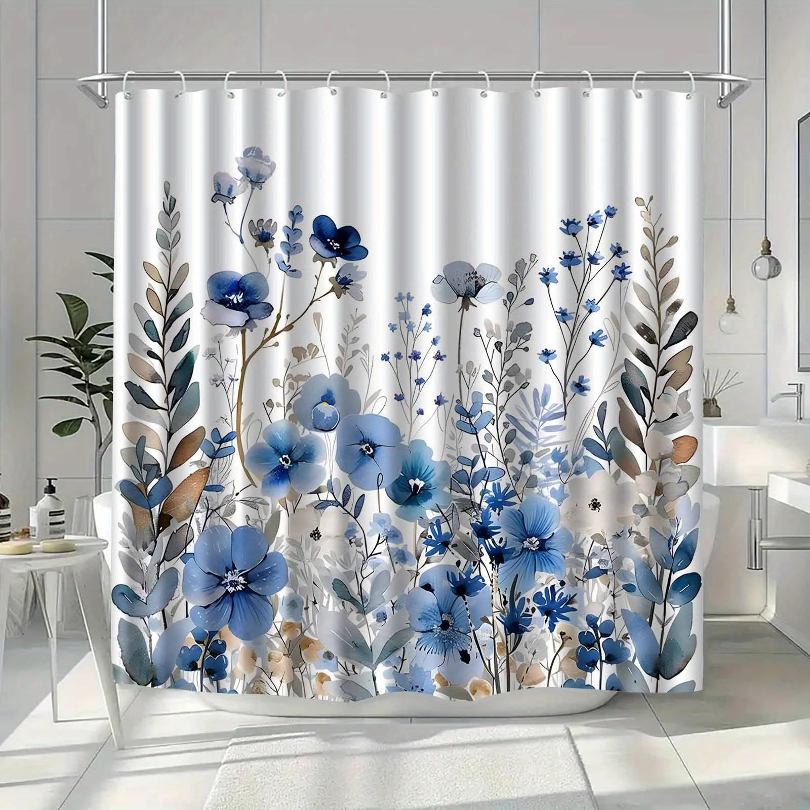 Watercolor Floral Plant Shower - Home Bathroom Partition avaliação e preço