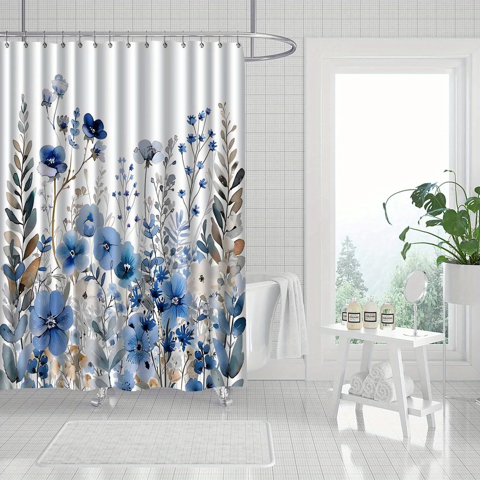 Watercolor Floral Plant Shower - Home Bathroom Partition avaliação e preço