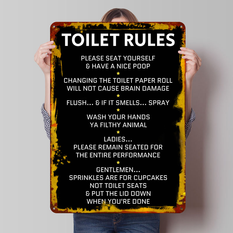Toilet Rules Tin Poster Custom - Home Bathroom Rules avaliação e preço