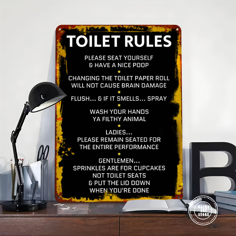 Toilet Rules Tin Poster Custom - Home Bathroom Rules avaliação e preço