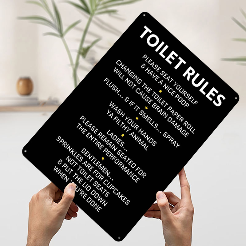 Toilet Rules Tin Poster Custom - Home Bathroom Rules avaliação e preço