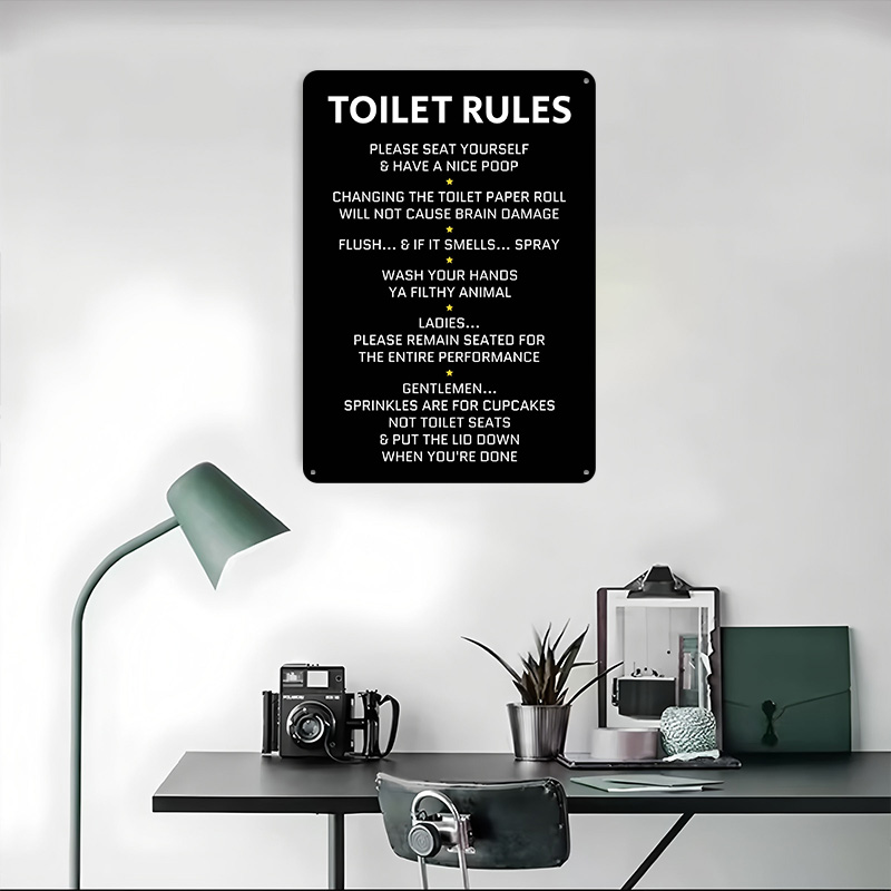 Toilet Rules Tin Poster Custom - Home Bathroom Rules avaliação e preço