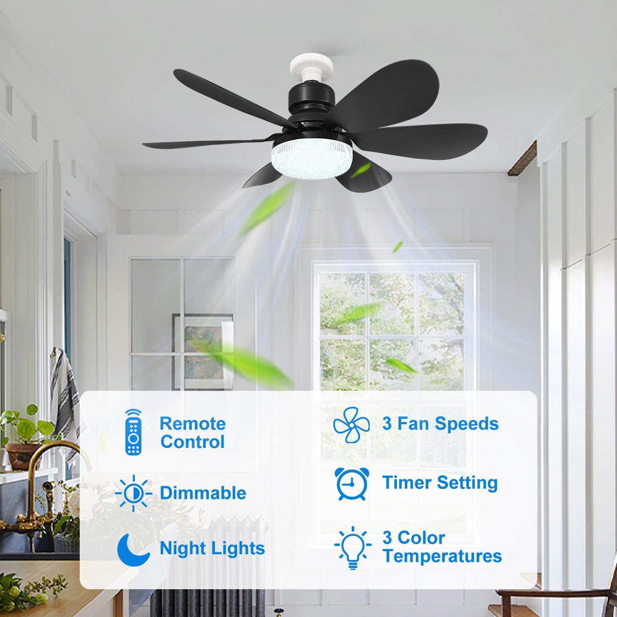 E27 Crystal Lampshade Ceiling  - Home Bathroom Fan avaliação e preço