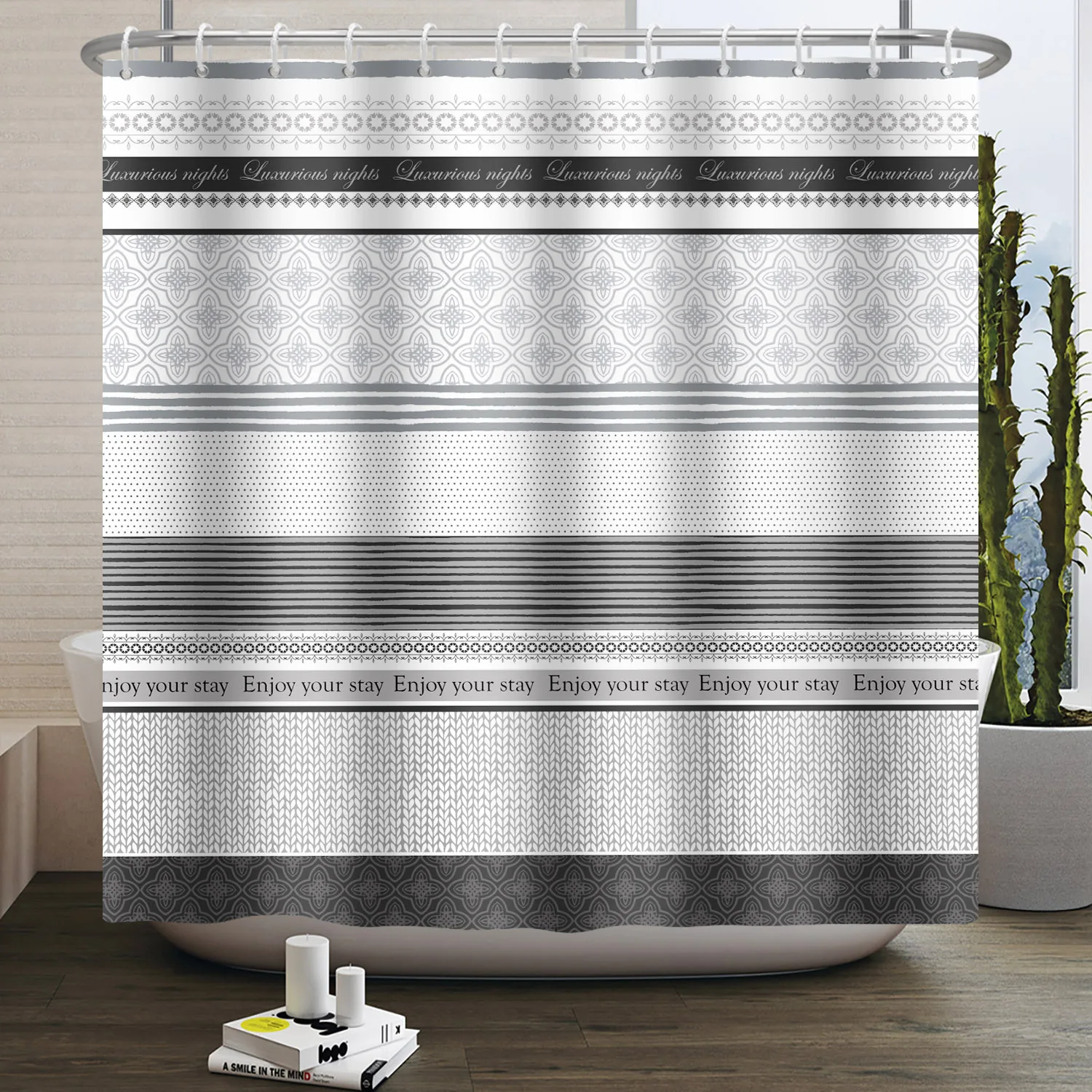 Simple Line Pattern Shower Cur - Home Bathroom Partition avaliação e preço