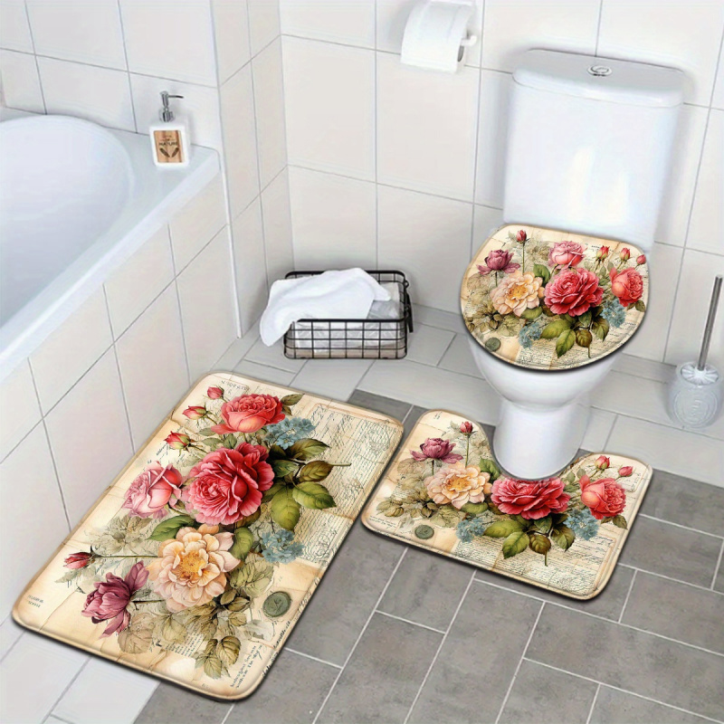 VIKAMA Vintage Floral Bath Mat - Zara Home Bathroom Rug avaliação e preço