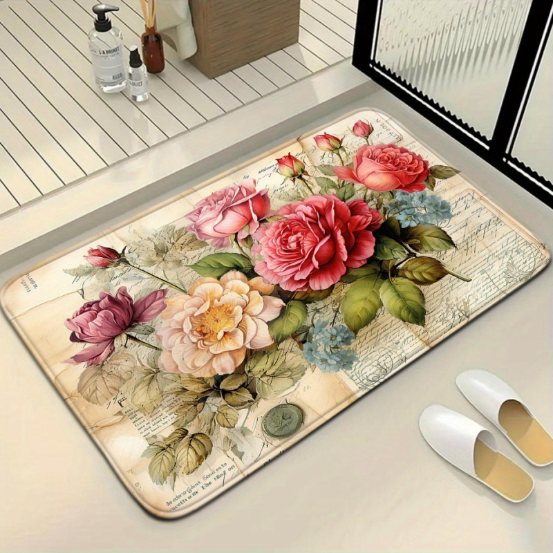 VIKAMA Vintage Floral Bath Mat - Zara Home Bathroom Rug avaliação e preço