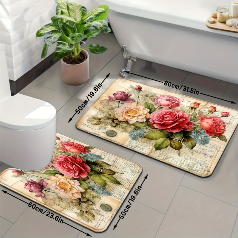 VIKAMA Vintage Floral Bath Mat - Zara Home Bathroom Rug avaliação e preço