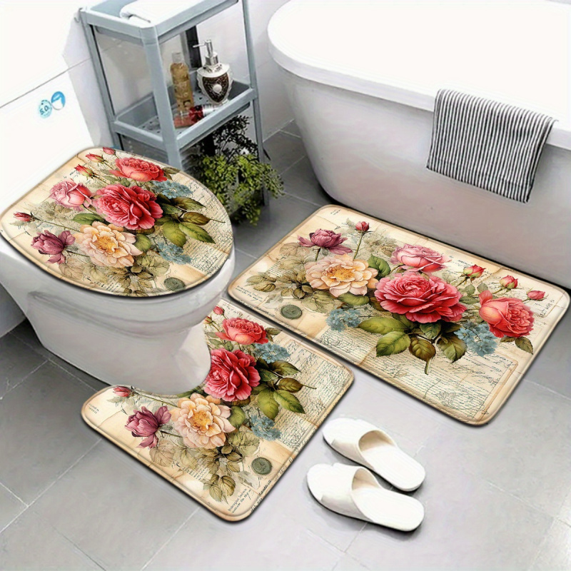 VIKAMA Vintage Floral Bath Mat - Zara Home Bathroom Rug avaliação e preço