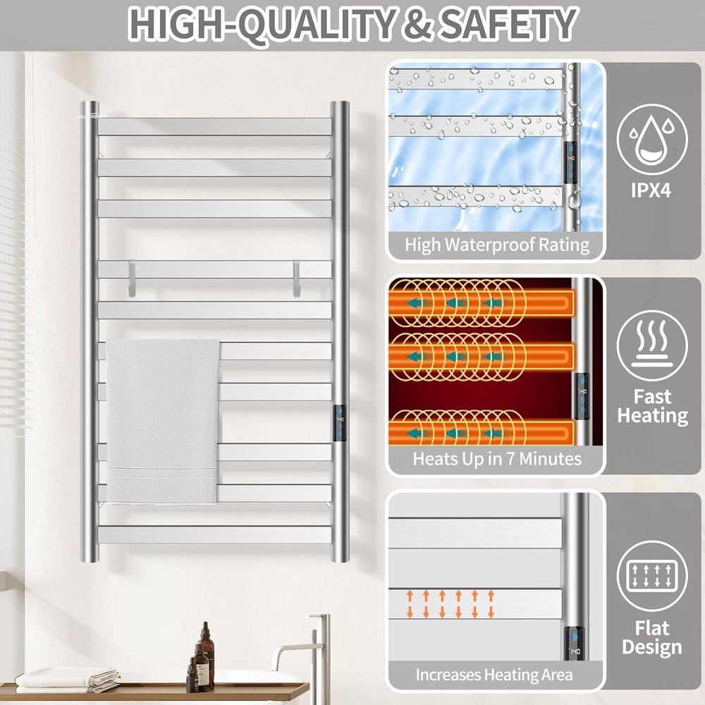 10-Bar Electric Wall-Mounted T - Towel Warmer Electric avaliação e preço